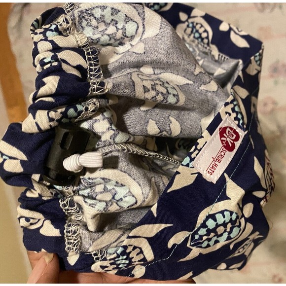 DK scrubs Turtle Print O/S Drawstring Adjustable hat - Picture 3 of 3